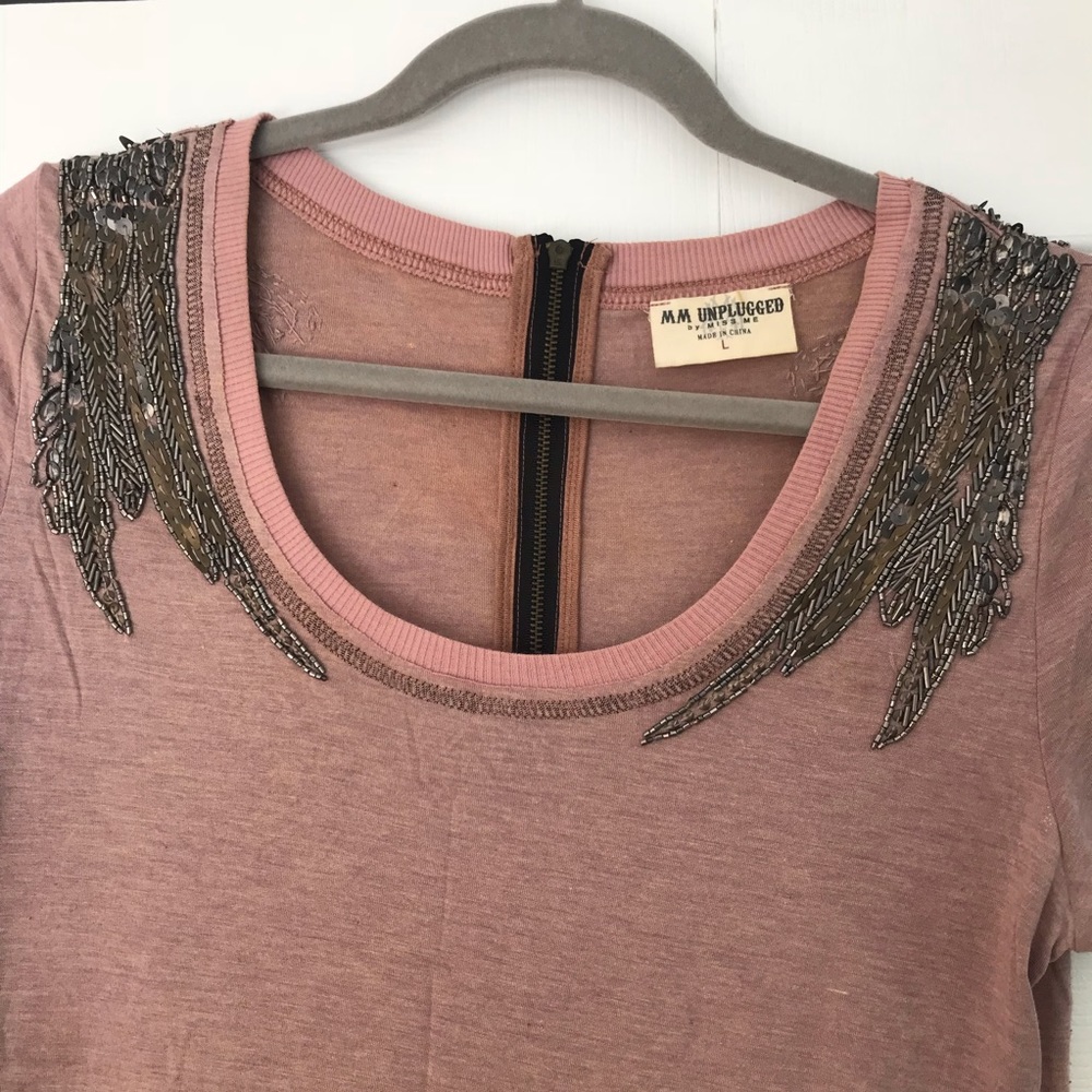 MM UNPLUGGED - mauve beaded shirt